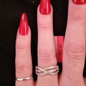 Women's white sapphire and sterling silver ring